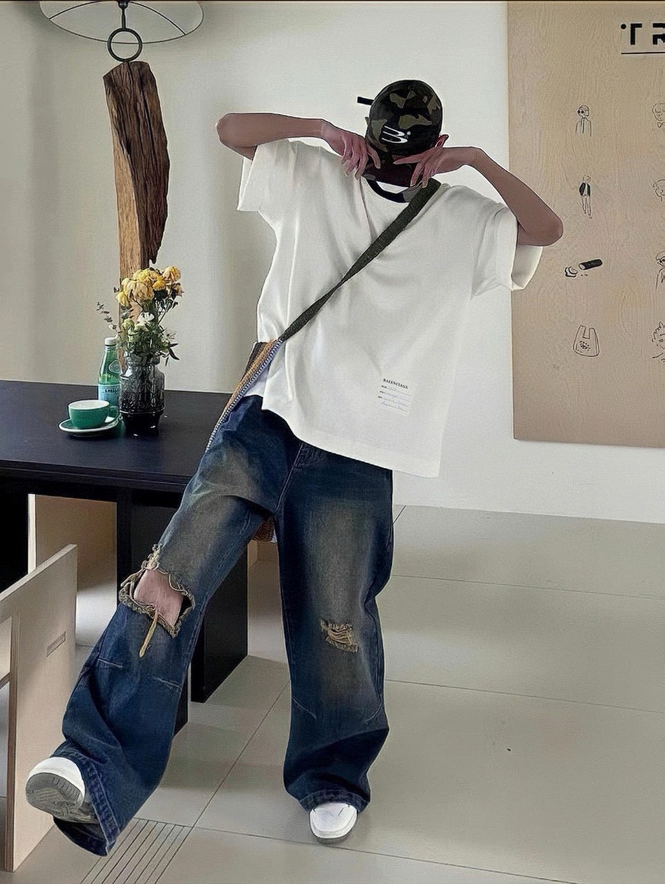 Balenciaga White T-Shirt with Label Detail - Phantom Kicks