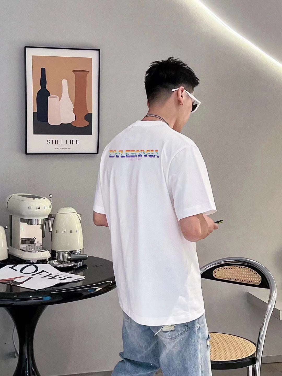Balenciaga White T-Shirt with Mountain Graphic - Phantom Kicks