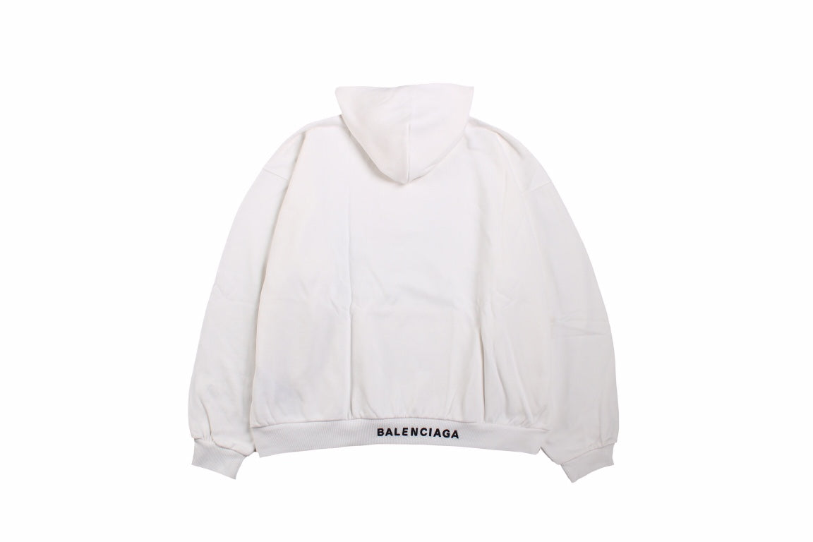 Balenciaga White Hoodie with "I Love" Graphic - Phantom Kicks