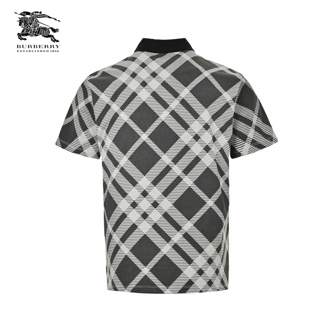Burberry Geometric Check Polo Shirt (Black and White) - Phantom Kicks