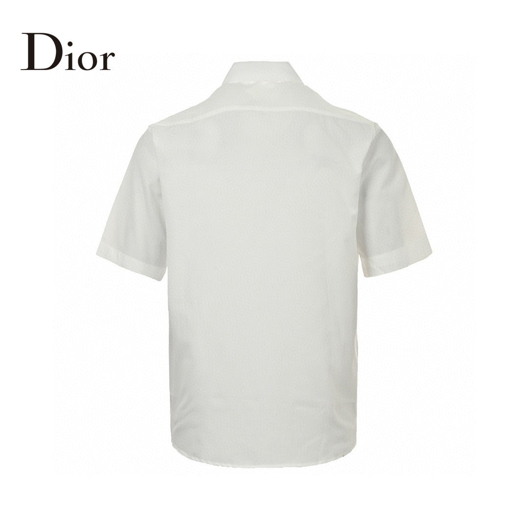 Dior Short Sleeve Button-Up Shirt (White) - Phantom Kicks