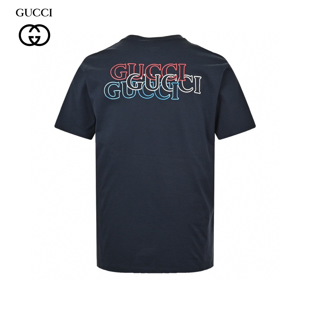 Gucci Navy Blue T-Shirt with Vertical Logo Patch - Phantom Kicks