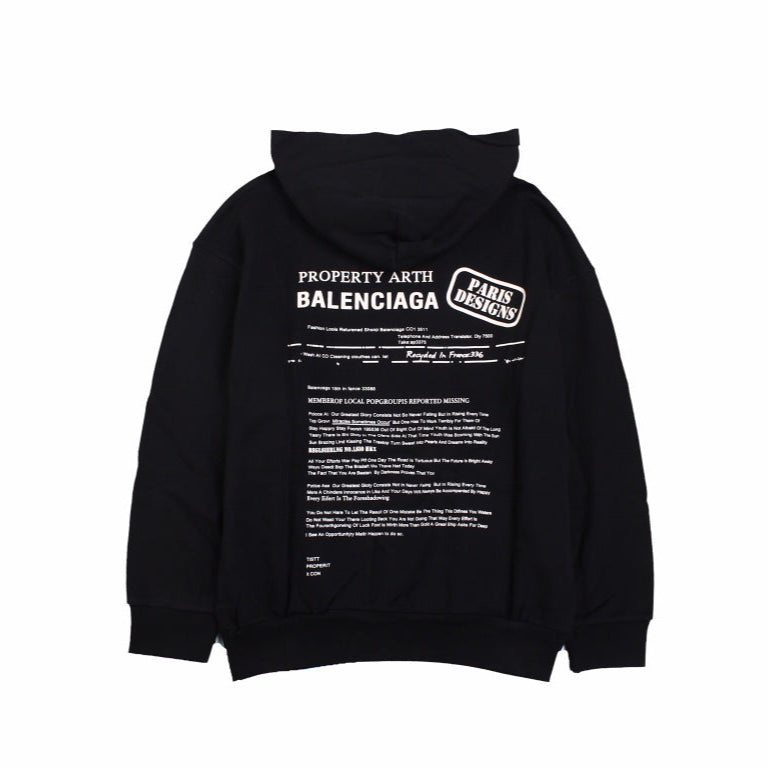 BALENCIAGA PARIS TEAM HOODIE BLACK - Phantom Kicks