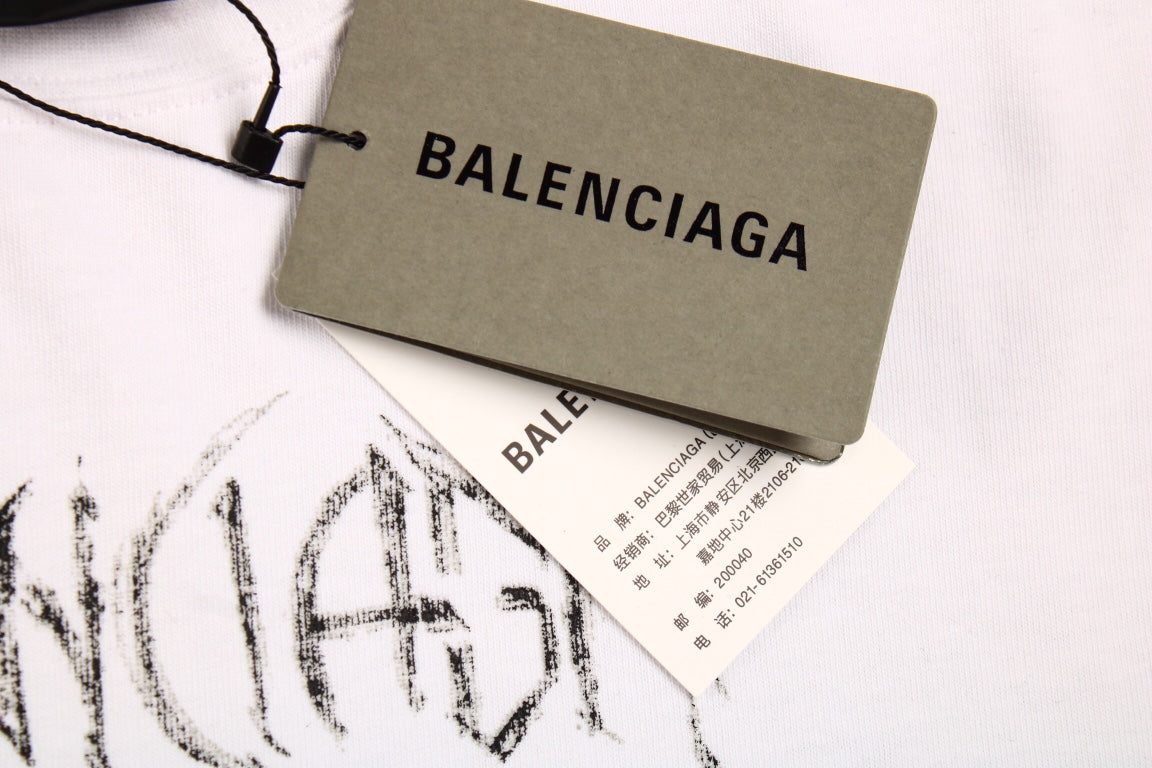 Balenciaga Multi-Logo T-Shirt (White) - Phantom Kicks