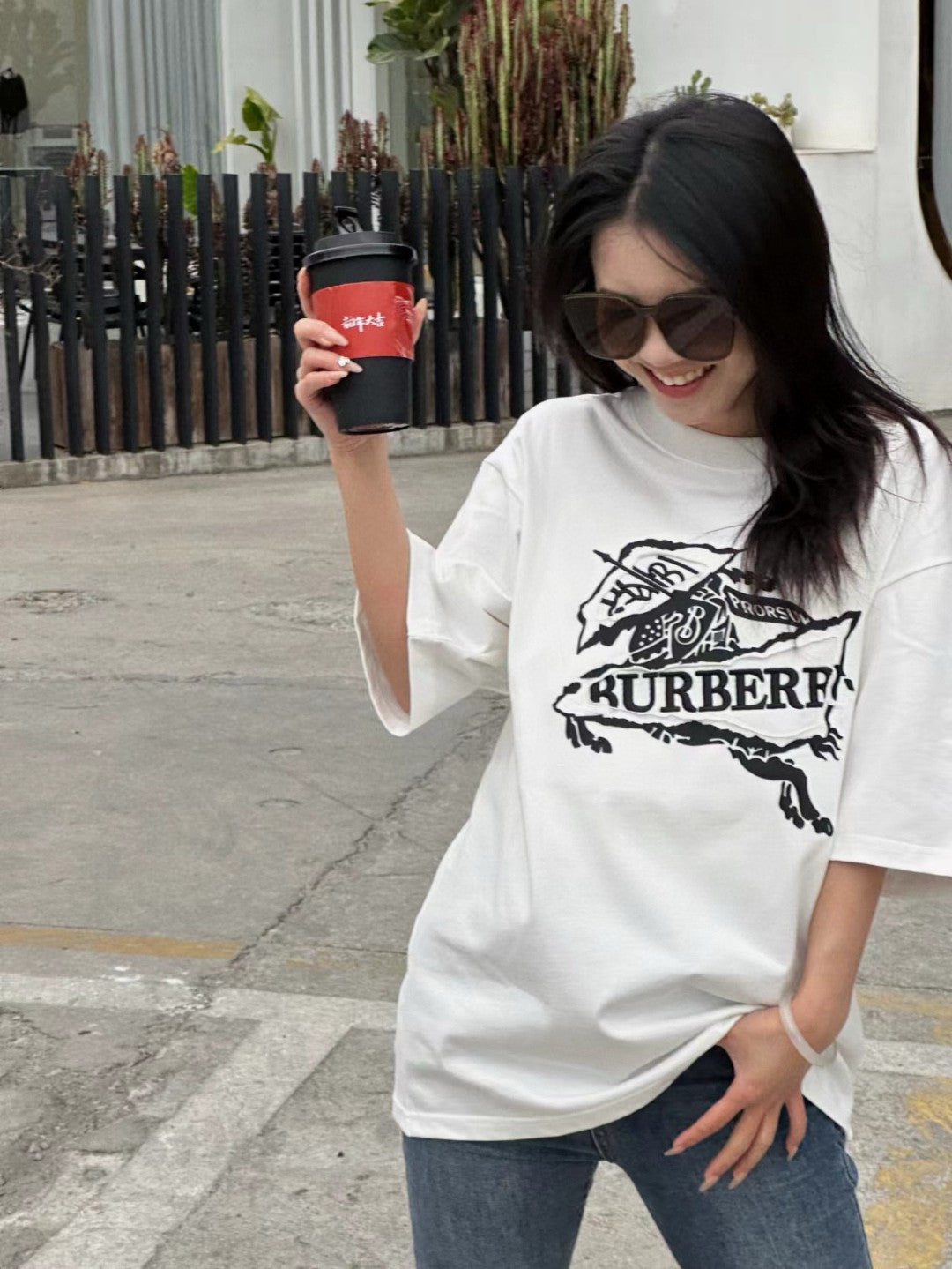 Burberry T-Shirt - White with Graphic Design - Phantom Kicks