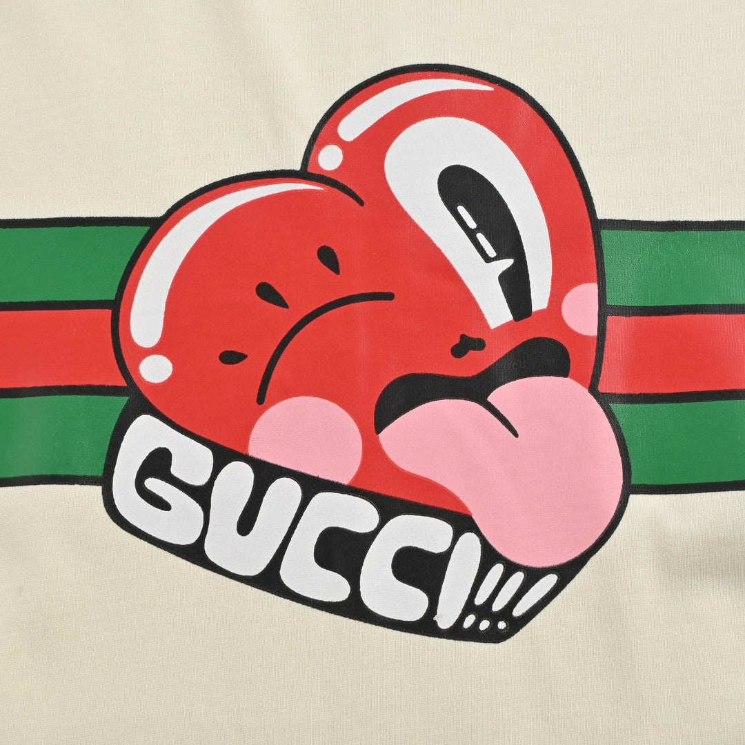 Gucci Cream T-Shirt with Heart Graphic - Phantom Kicks