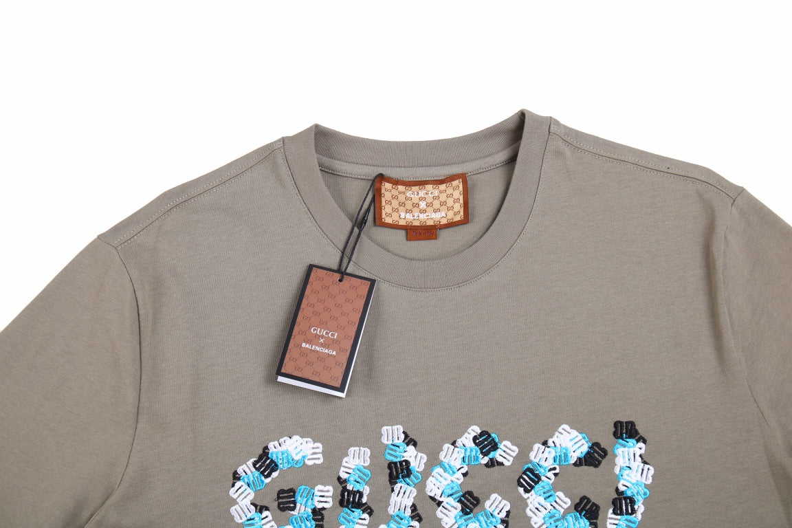 GUCCI x BALENCIAGA FLOWER LOGO T-SHIRT KHAKI - Phantom Kicks