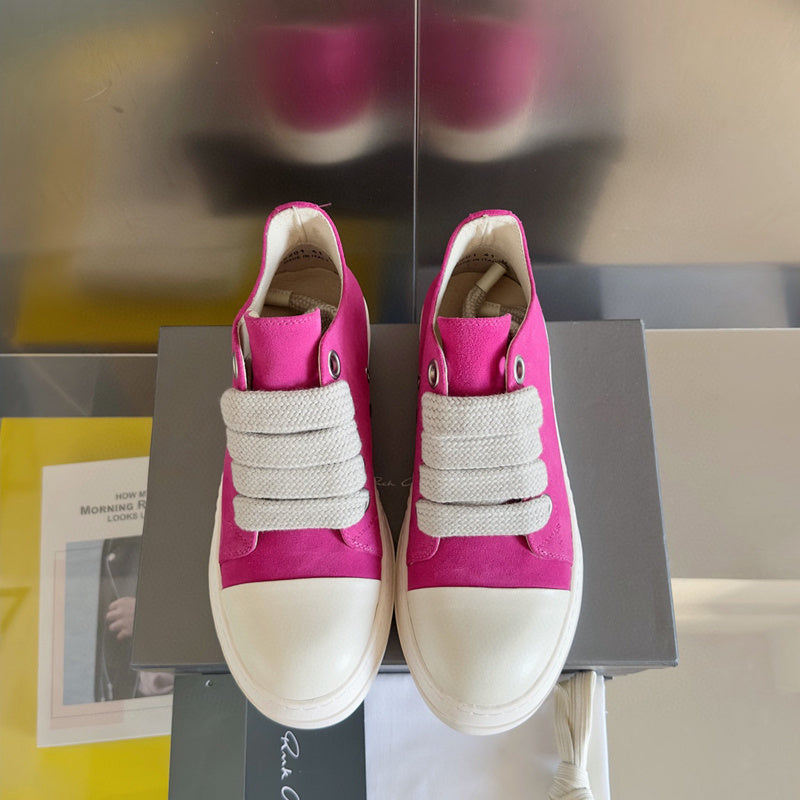 Rick Owens Pink Suede Low-Top Sneakers - Phantom Kicks