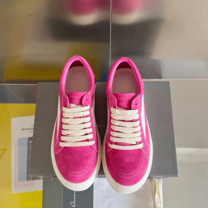 Rick Owens Pink Suede Low-Top Sneakers - Phantom Kicks