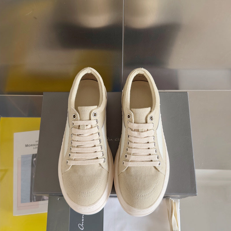 Rick Owens Beige Canvas Low-Top Sneakers - Phantom Kicks
