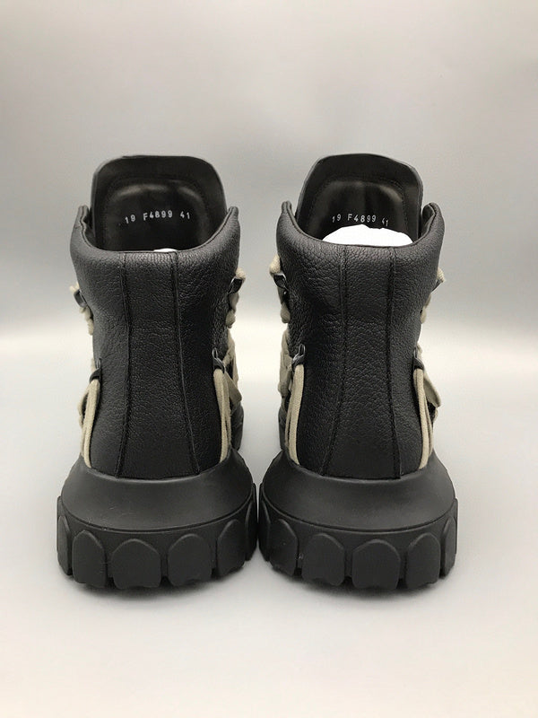 Rick Owens Black High-Top Sneakers with Beige Straps - Phantom Kicks