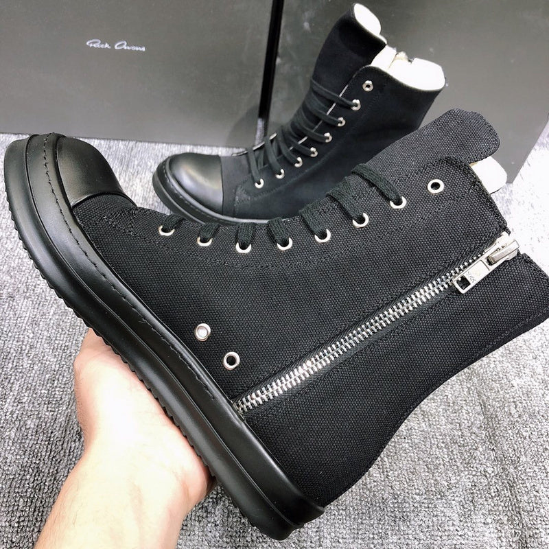 High-Top Black Canvas Sneakers - Phantom Kicks