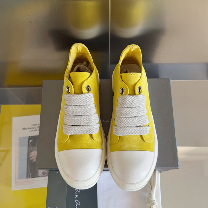 Rick Owens Yellow Suede Low-Top Sneakers - Phantom Kicks