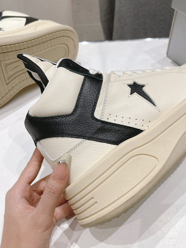 Rick Owens Cream and Black High-Top Sneakers - Phantom Kicks