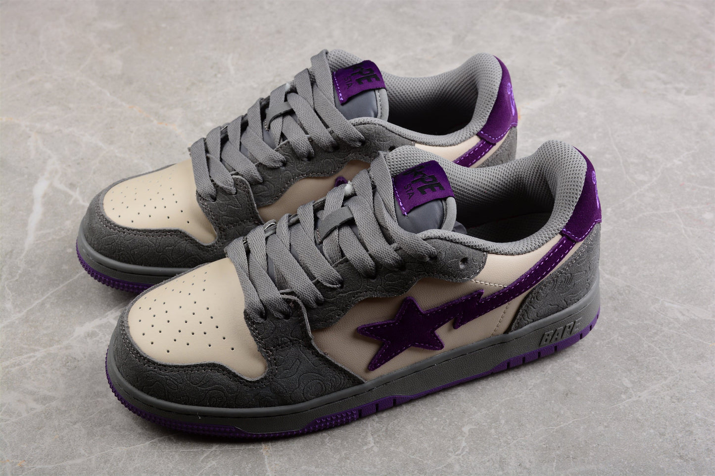 BAPE STA Low-Top Sneakers in Grey and Purple - Phantom Kicks