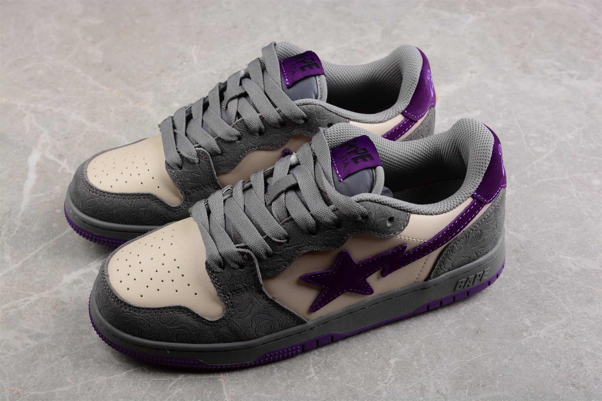BAPE STA Low-Top Sneakers in Grey and Purple - Phantom Kicks