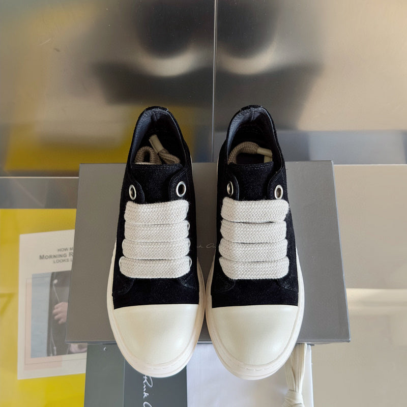 Rick Owens Black Suede Low-Top Sneakers - Phantom Kicks