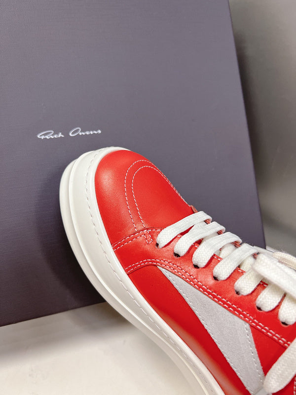 Rick Owens Low-Top Sneakers - Red Leather - Phantom Kicks
