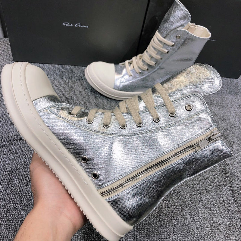 Rick Owens Metallic High-Top Sneakers - Phantom Kicks