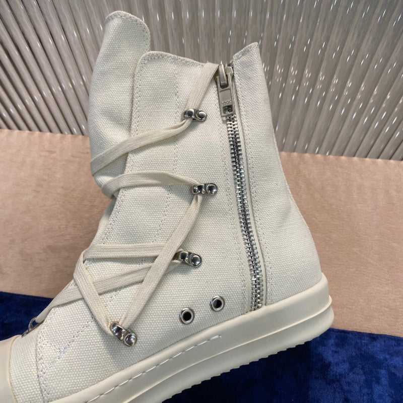 Rick Owens High-Top Canvas Boots - Cream - Phantom Kicks