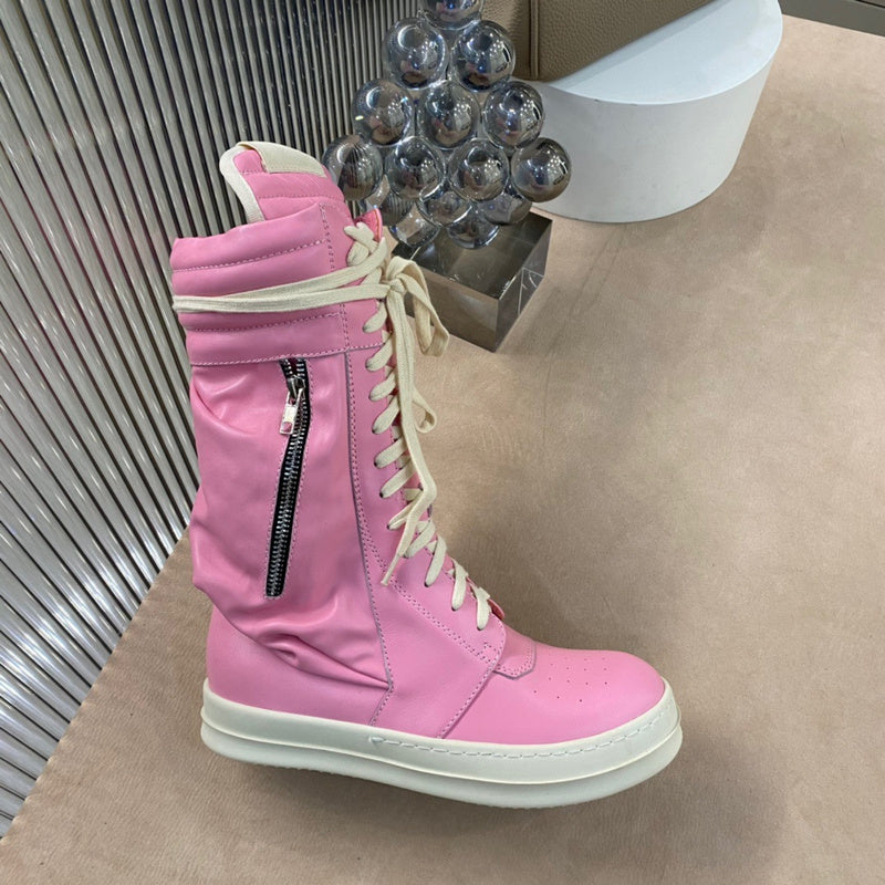 Rick Owens High-Top Sneakers - Pink and Cream - Phantom Kicks