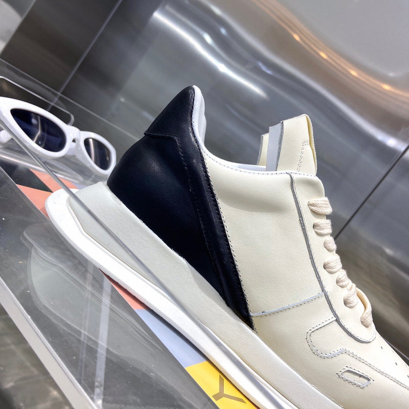 Rick Owens Cream and Black Low-Top Sneakers - Phantom Kicks