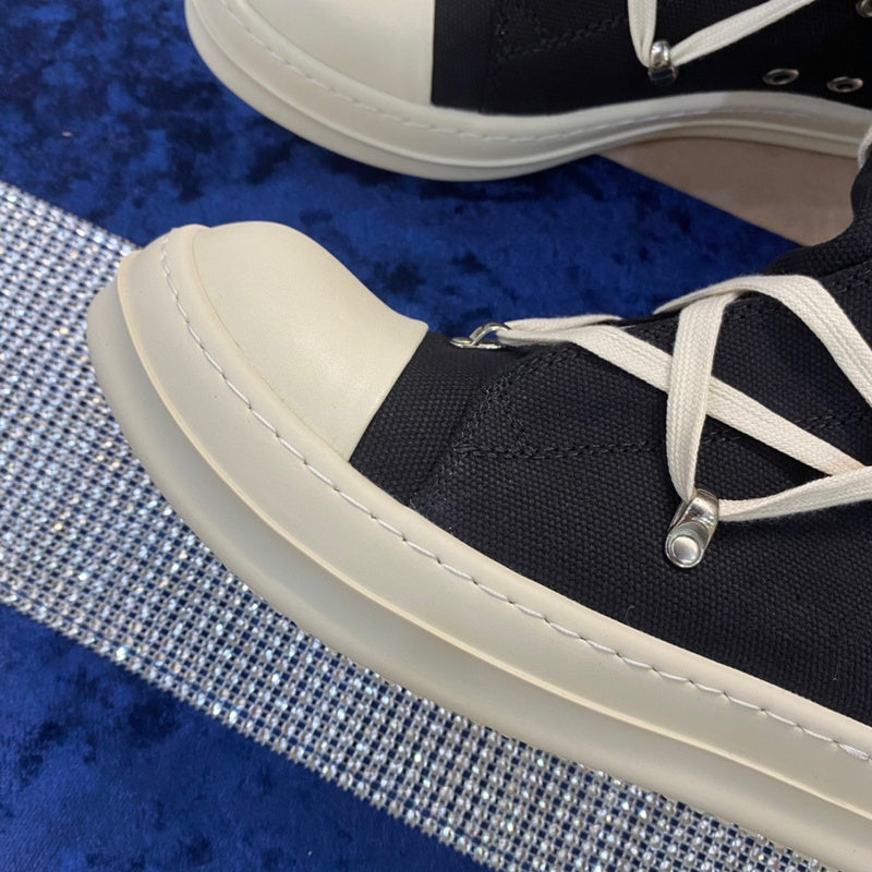 Rick Owens High-Top Canvas Boots - Black and White - Phantom Kicks