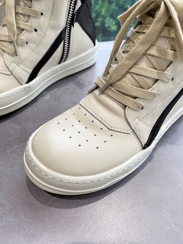 Rick Owens Geobasket Sneakers - Cream and Black - Phantom Kicks