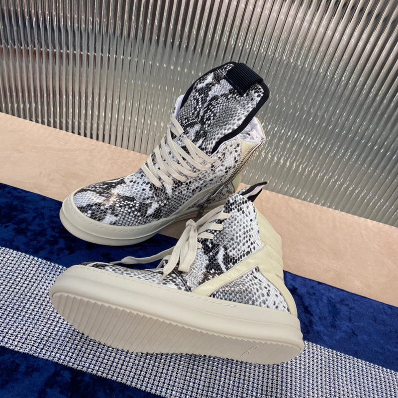 Rick Owens Geobasket Sneakers - Snakeskin Print - Phantom Kicks