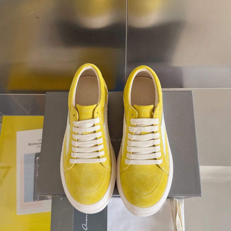 Rick Owens Yellow Suede Low-Top Sneakers - Phantom Kicks