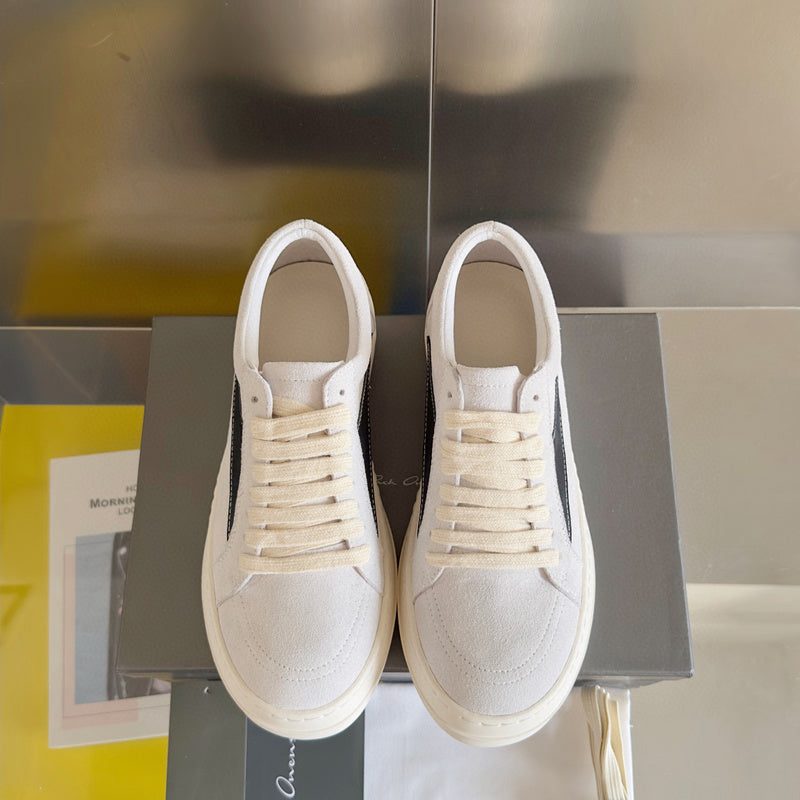 Rick Owens White Suede Low-Top Sneakers - Phantom Kicks