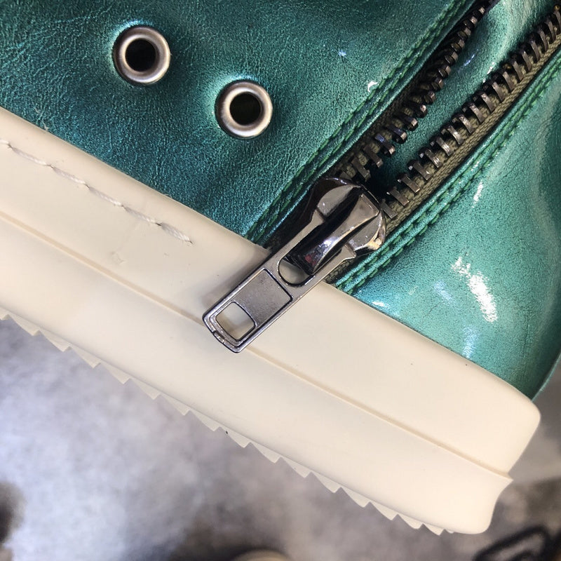High-Top Metallic Green Leather Sneakers - Phantom Kicks