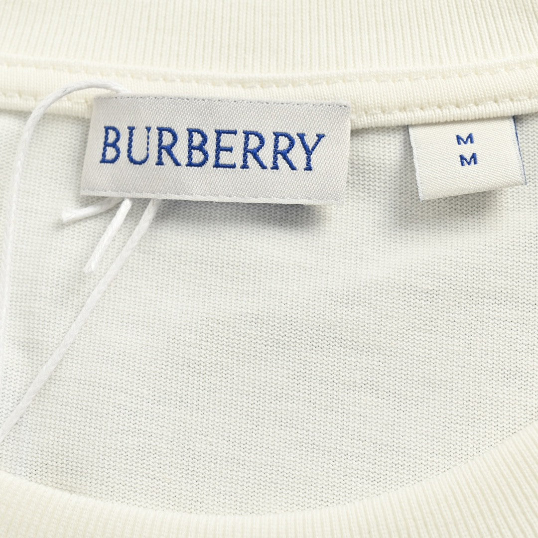 Burberry White T-Shirt with Blue Design - Phantom Kicks