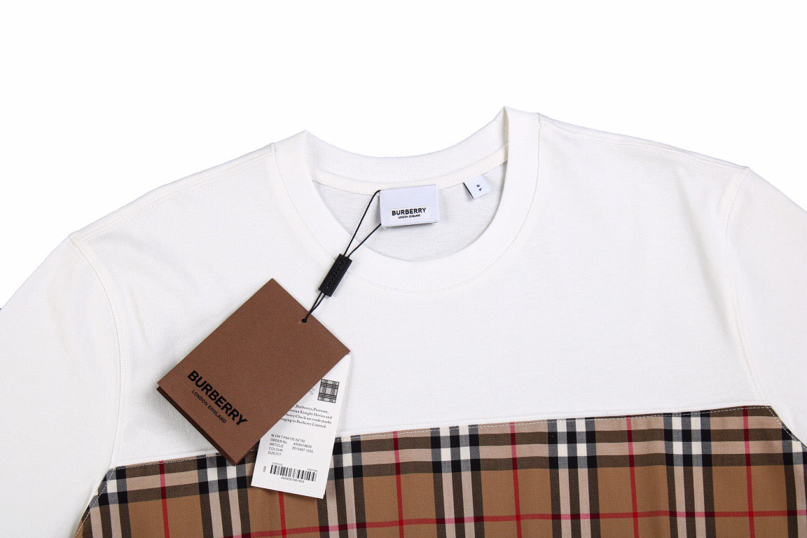 Burberry Check Panel T-Shirt (White) - Phantom Kicks