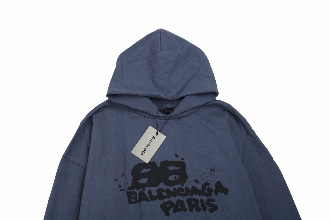 Balenciaga Paris Graffiti Hoodie - Blue - Phantom Kicks