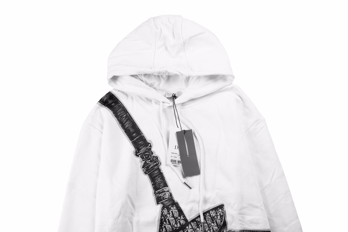 Dior White Hoodie with Bag Design - Phantom Kicks