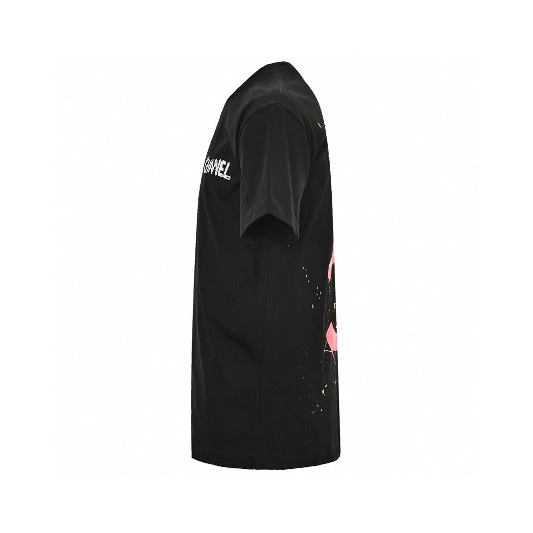 Chanel Pink Splash Logo Black T-Shirt - Phantom Kicks