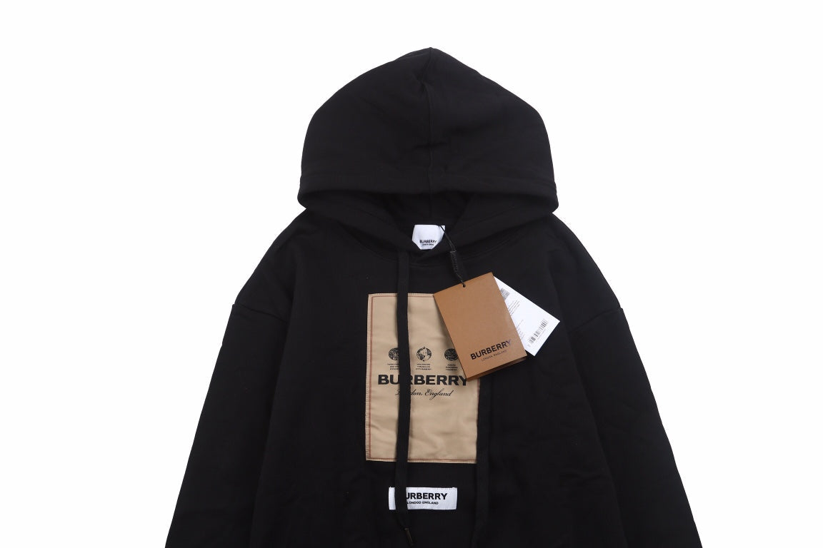 Burberry Black Hoodie with Logo Patch - Phantom Kicks