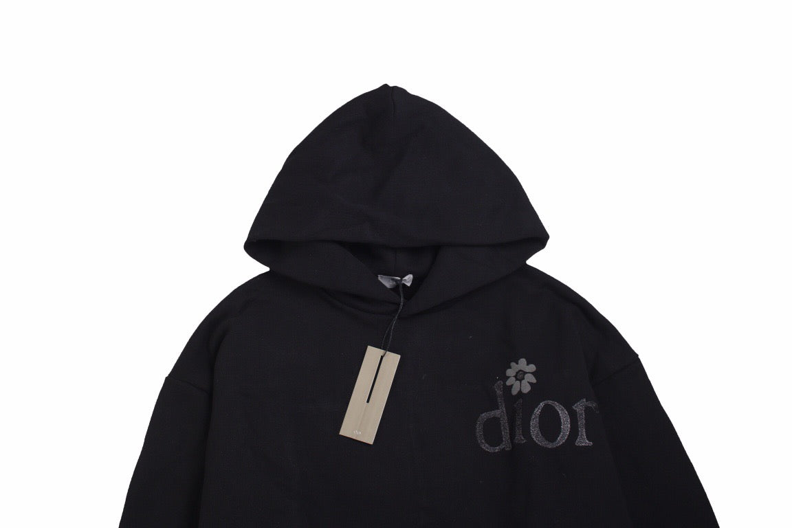 DIOR FLOWER LOGO HOODIE BLACK - Phantom Kicks