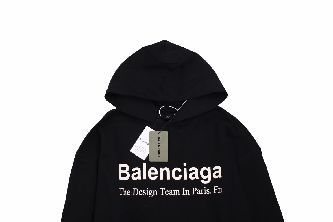 BALENCIAGA PARIS TEAM HOODIE BLACK - Phantom Kicks