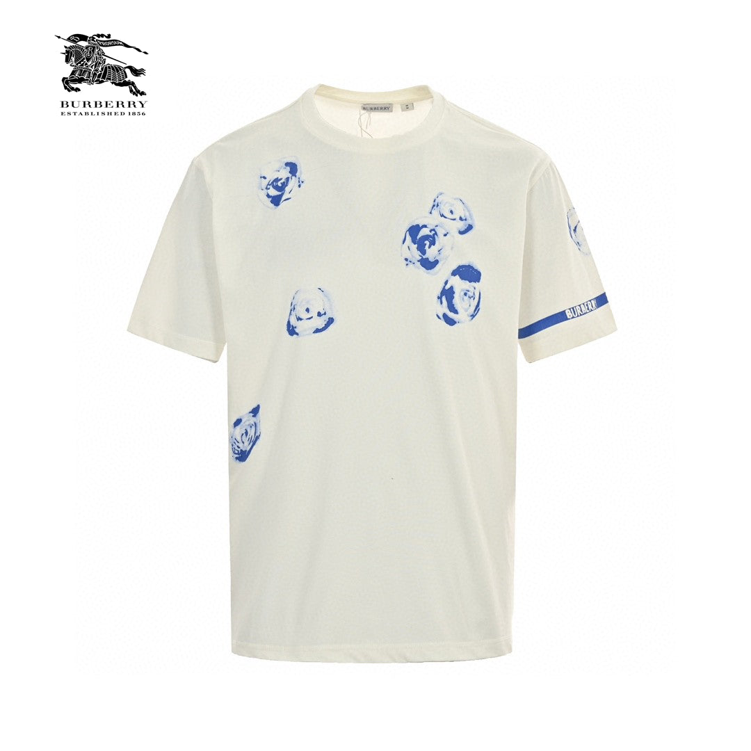 Burberry White T-Shirt with Blue Design - Phantom Kicks