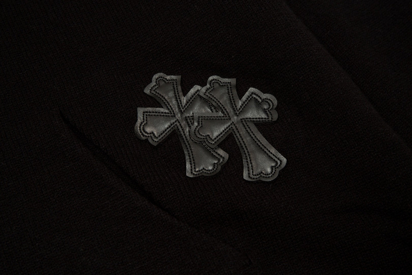 CHROME HEARTS BLACK CROSS PATCH HOODIE BLACK - Phantom Kicks