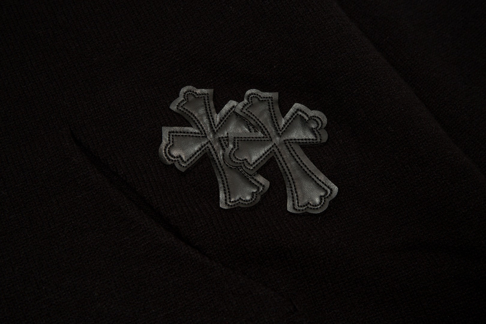 CHROME HEARTS BLACK CROSS PATCH HOODIE BLACK - Phantom Kicks