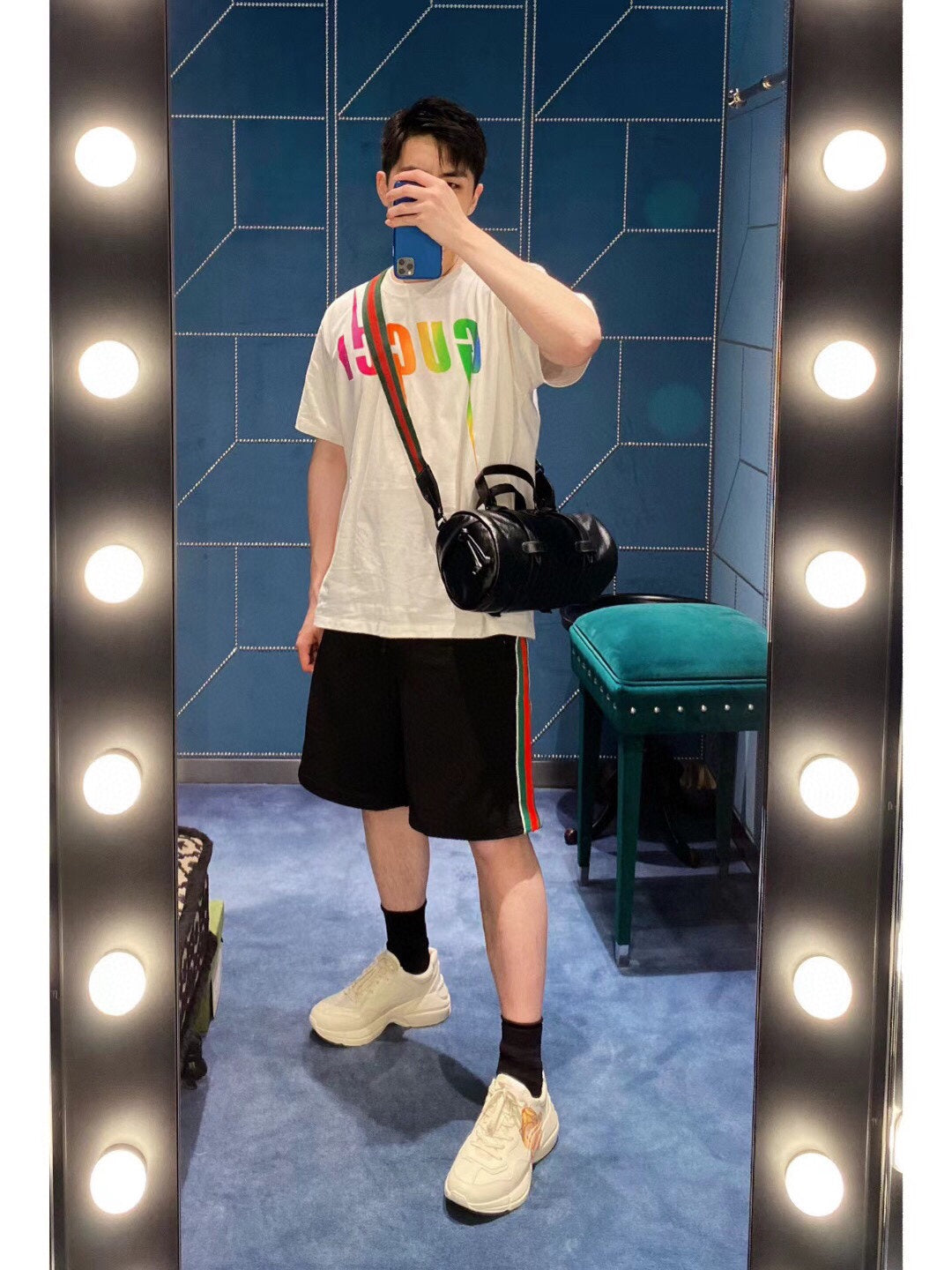 Gucci Rainbow Lightning T-Shirt (White) - Phantom Kicks