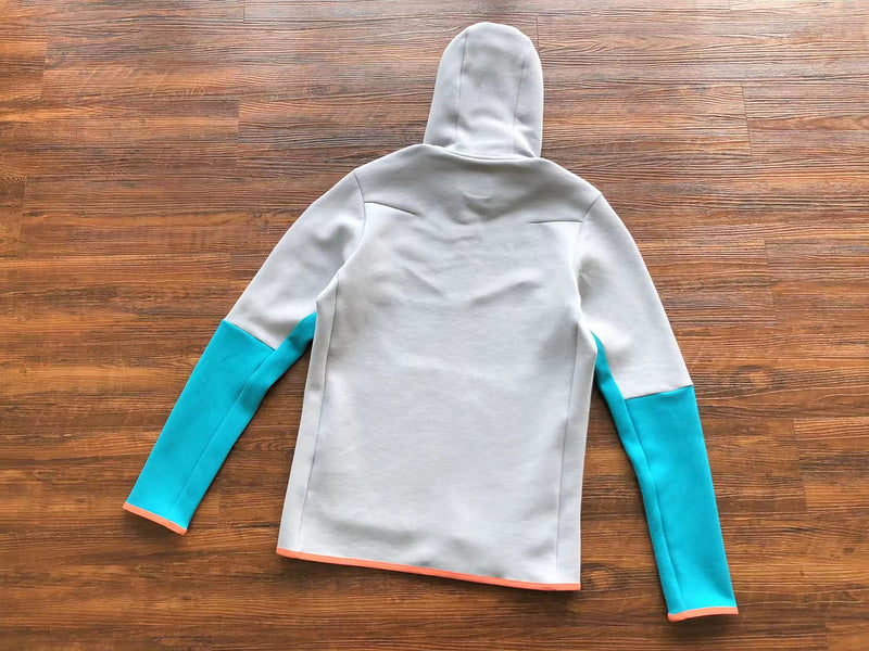NIKE TECH FLEECE HOODIE x WOLF GREY/AQUAMARINE/ORANGE - Phantom Kicks