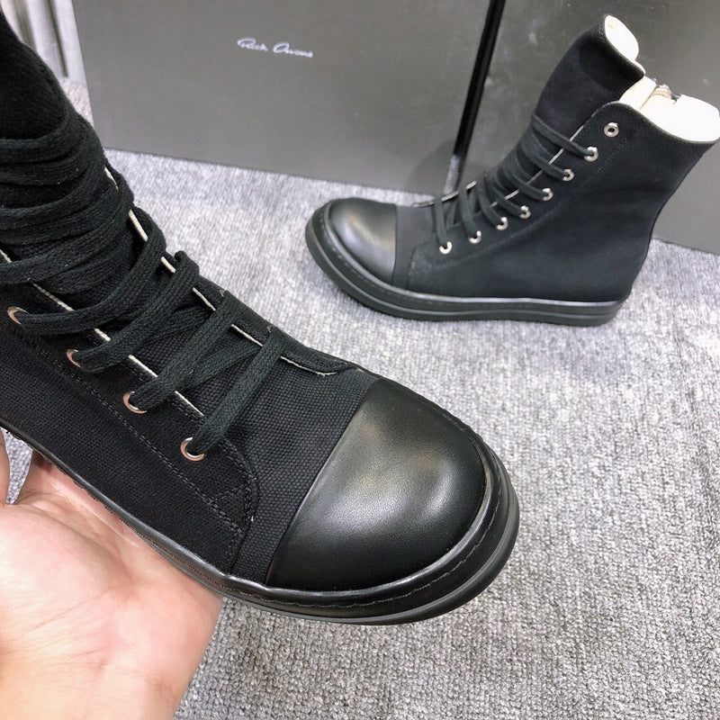 High-Top Black Canvas Sneakers - Phantom Kicks