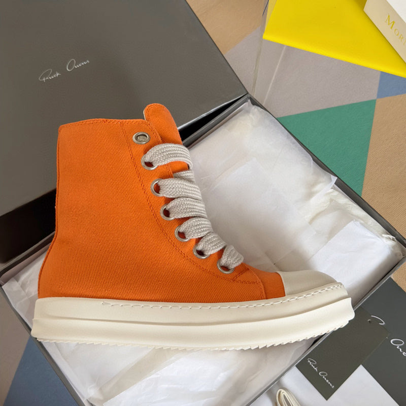 Rick Owens Orange High-Top Sneakers - Phantom Kicks