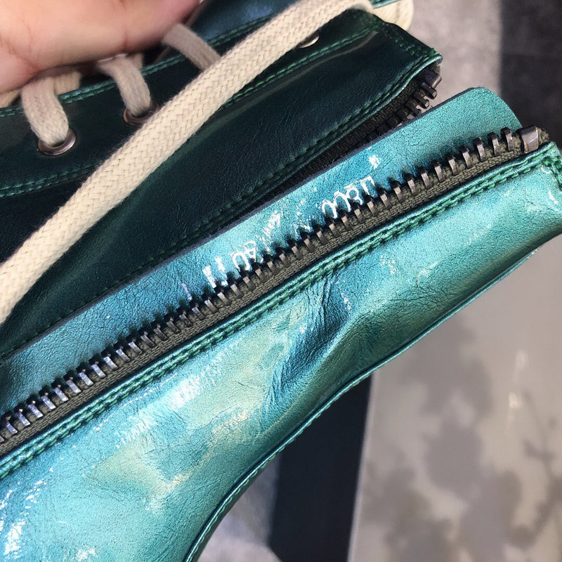 High-Top Metallic Green Leather Sneakers - Phantom Kicks