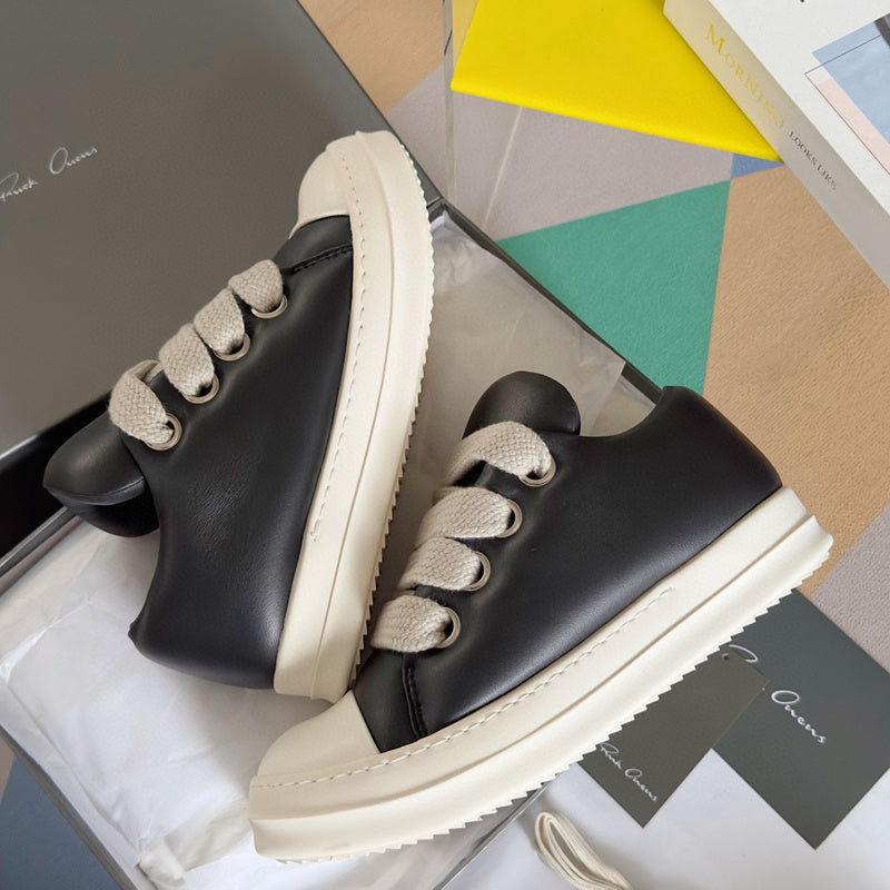 Rick Owens Black and White Low-Top Sneakers - Phantom Kicks