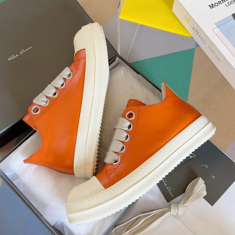 Rick Owens Orange Low-Top Sneakers - Phantom Kicks